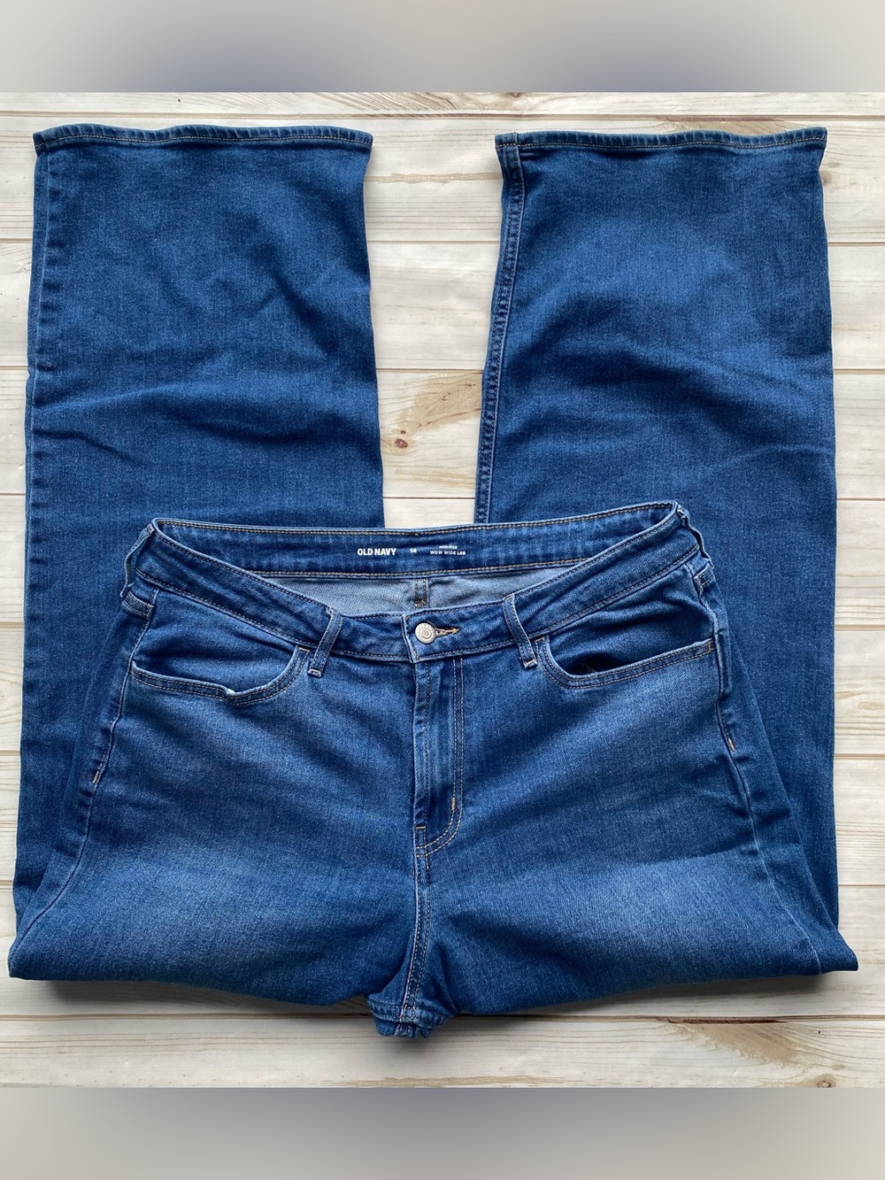 Old Navy WOW high rise wide leg dark wash denim jeans Classic timeless fall 14